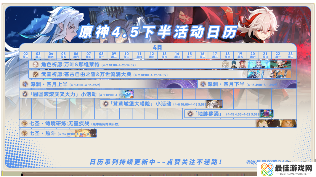 原神4.5下半有哪些活动 原神4.5下半获取原石汇总